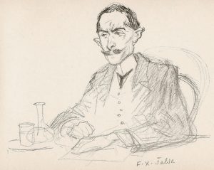 František Xaver Šalda na kresbě od Huga Boettingra